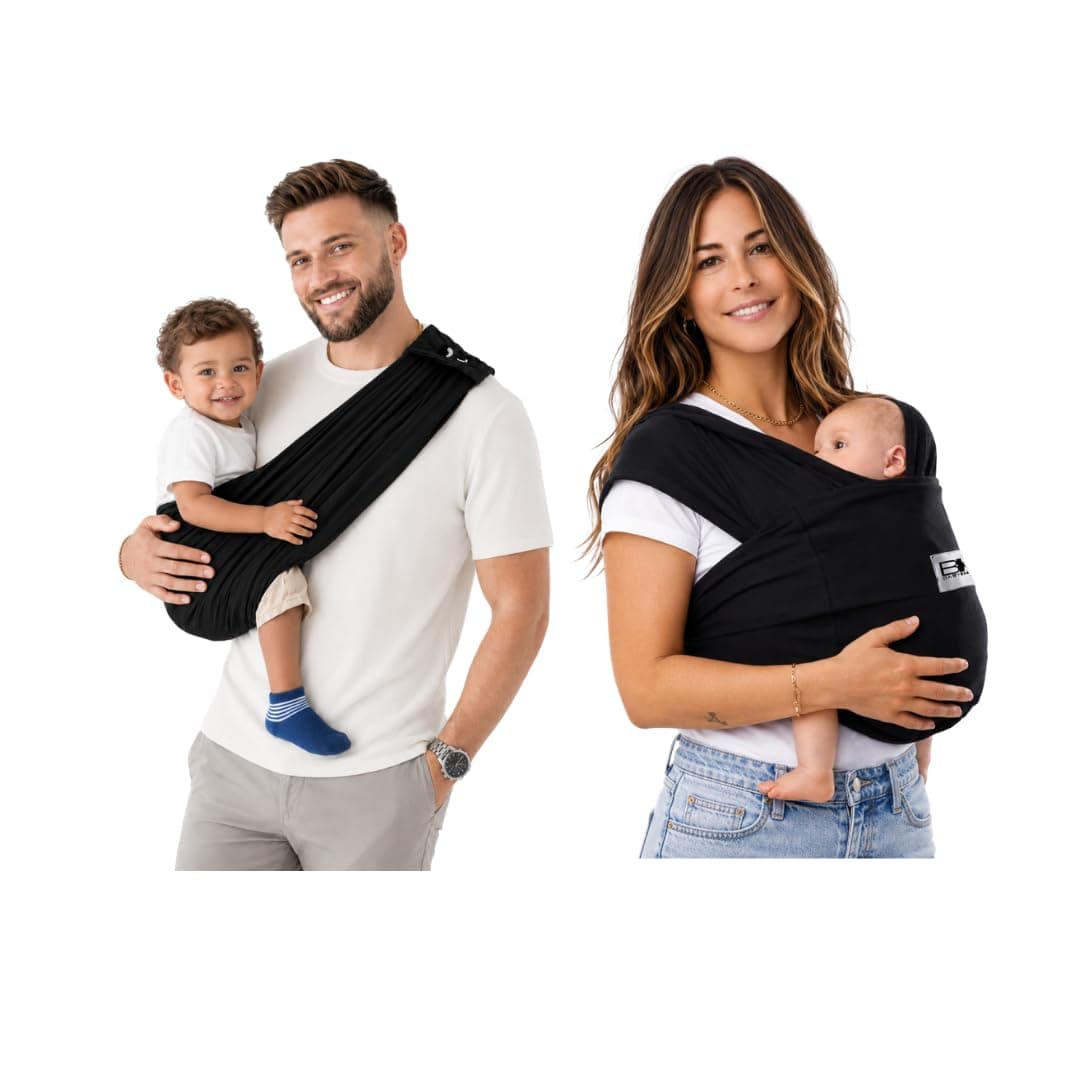 Baby K'tan Original Pre-Wrapped Baby Carrier & Wrap, Black, Large