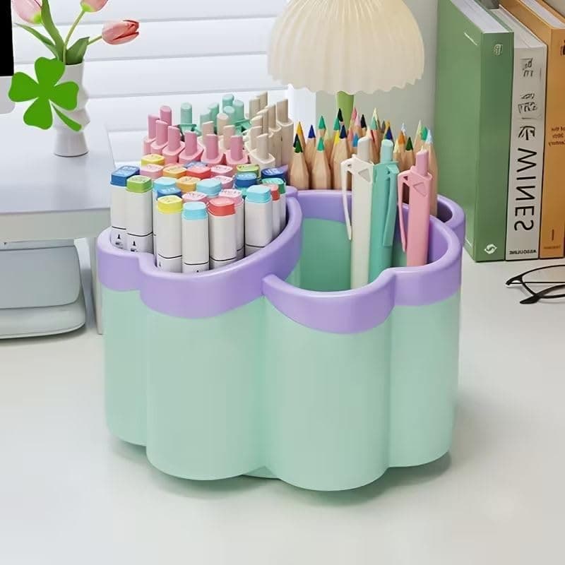 Desk Organizer with Pencil Holder, 360° Rotating, Large Capacity Pen Holder for Office and Home, Green
