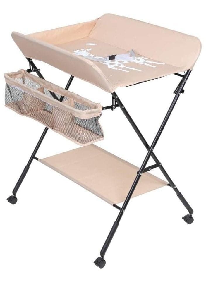 Foldable Baby Changing Table with Wheels and Storage Bag Nursery Organizer for Newborn Essentials