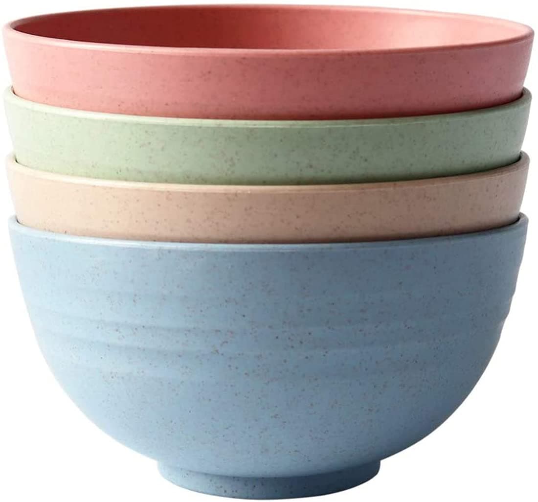 Wheat Straw Bowls Lightweight Unbreakable Set of 4 Dishwasher Microwave Safe bowls Non Toxic Eco Friendly Reusable Snack small bowls for Cereal Salad Soup Noodle Snacks Ice cream