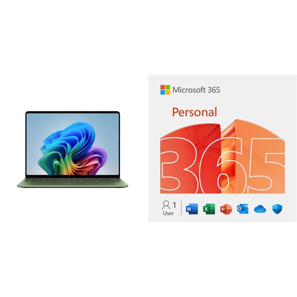 Microsoft Surface Laptop 13.8"| 10 Core | Copilot+PC | 120Hz Touch Display | Snapdragon X2 Plus | 16GB RAM | 512GB SSD | Emerald | KSA Version with Microsoft 365 Personal [Digital Code]