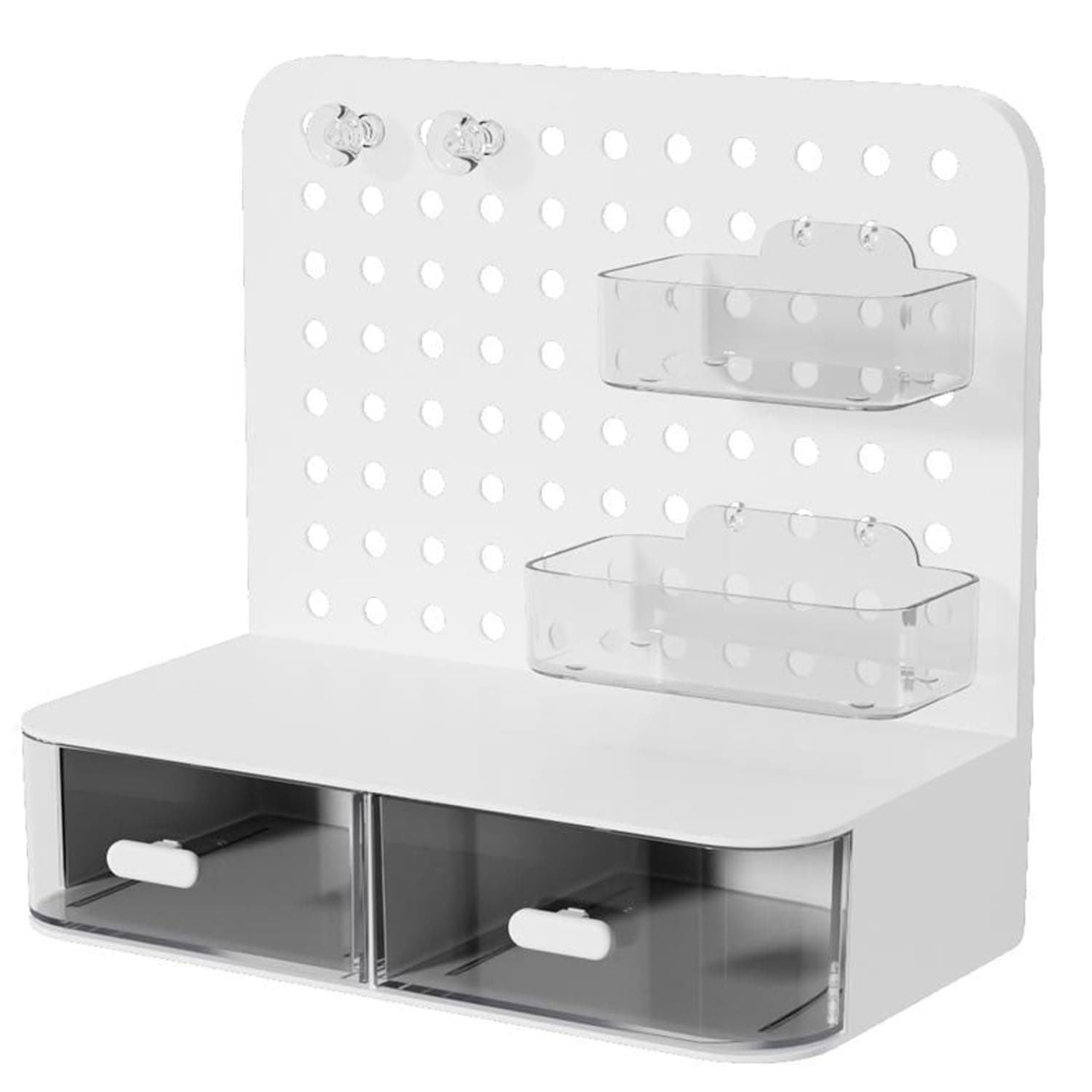 Tazweeq Desk Organizer Kit, Desk Privacy Panel, Desk Mounted Storage Shelf with Drawer, Office Accessory Organizer for Home, Bedroom, Living Room