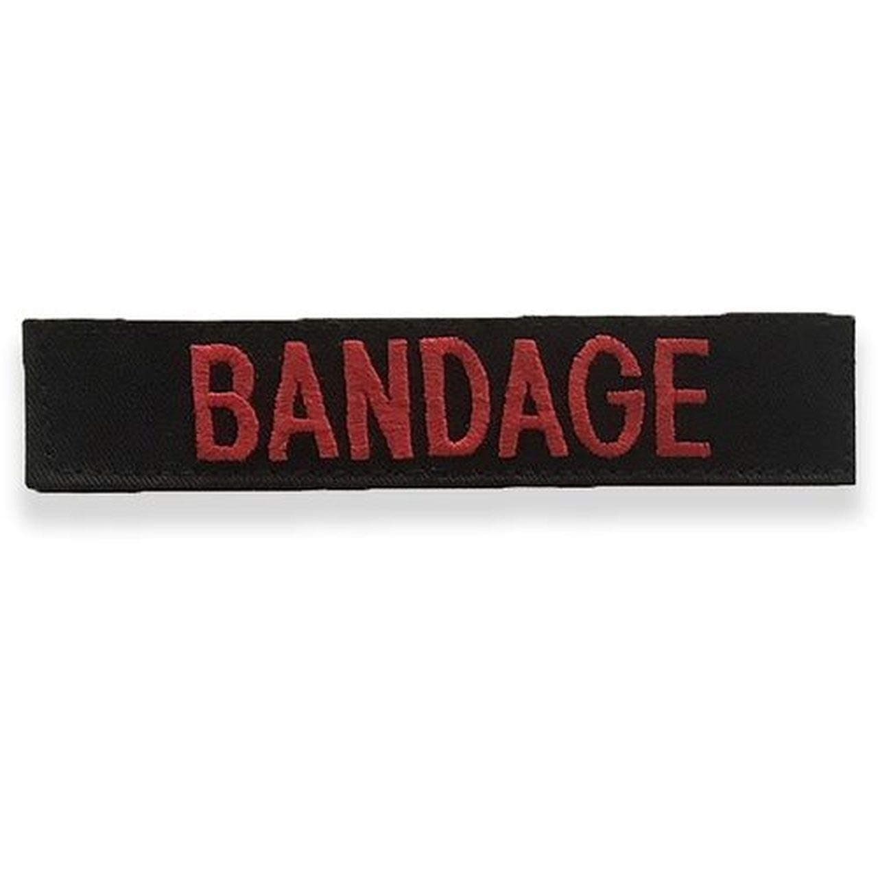 Medical Name Tapes - 1" x 5" for Packs and Pouch Designations (Bandage-Red on Black)