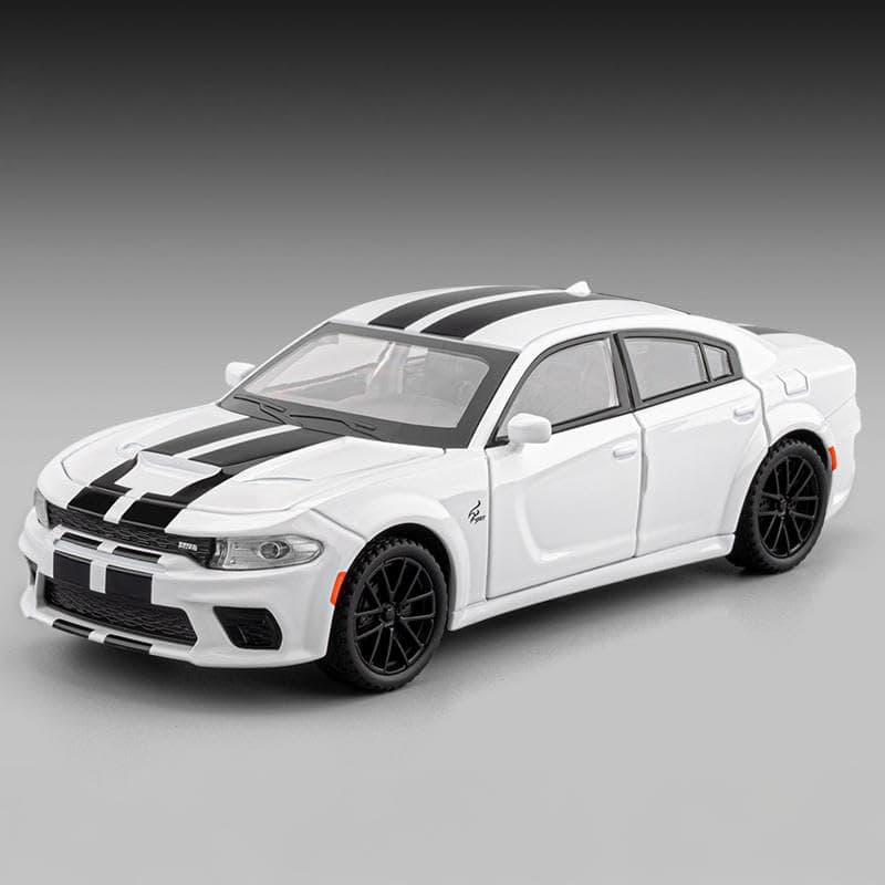 1:32 Dodges Сһаrɡеr SRT Super Sports Car Alloy Metal Diecast Model Car Sound & Light Collection Hobbies Decoration Birthday Gifts (White)