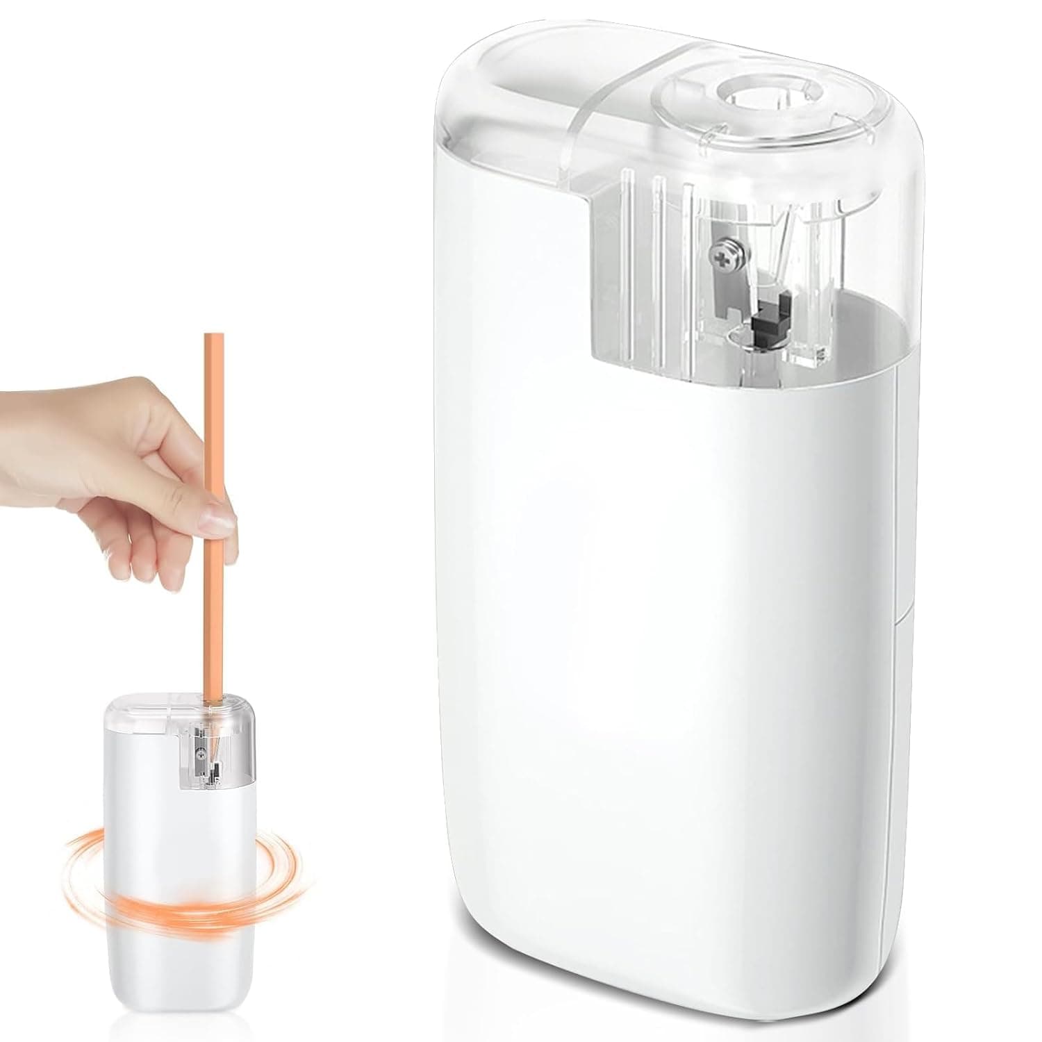 Handheld Electric Pencil Sharpener With Container, Battery Powered, Automatic Stop, Fast Sharpening, Portable And Safe For Kids Adults Students Schools And Home Office Supplies