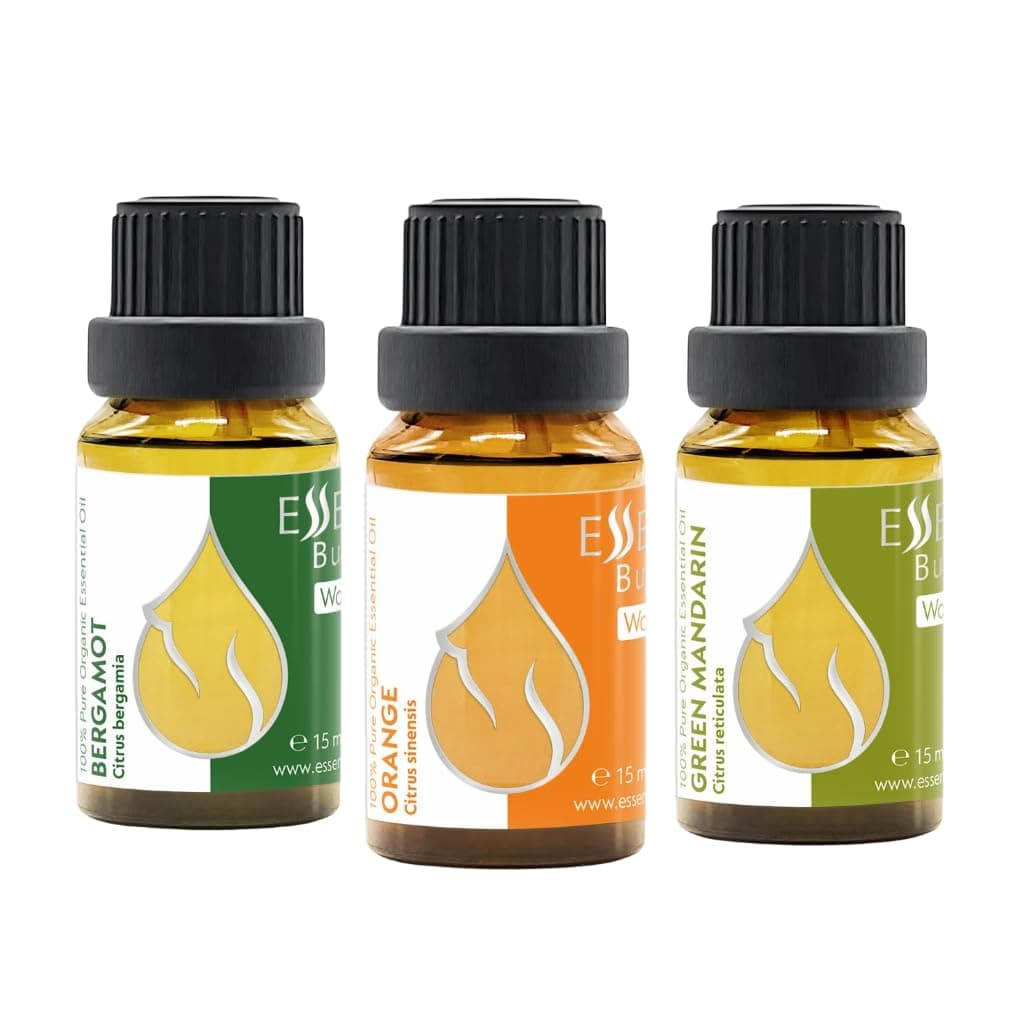 "Citrus" Set Organic Essential Oils | Orange + Green Mandarin + Bergamot | 100% Pure and Natural | Undiluted | Therapeutic Grade | Non-GMO | (3 pcs x 15 ml)