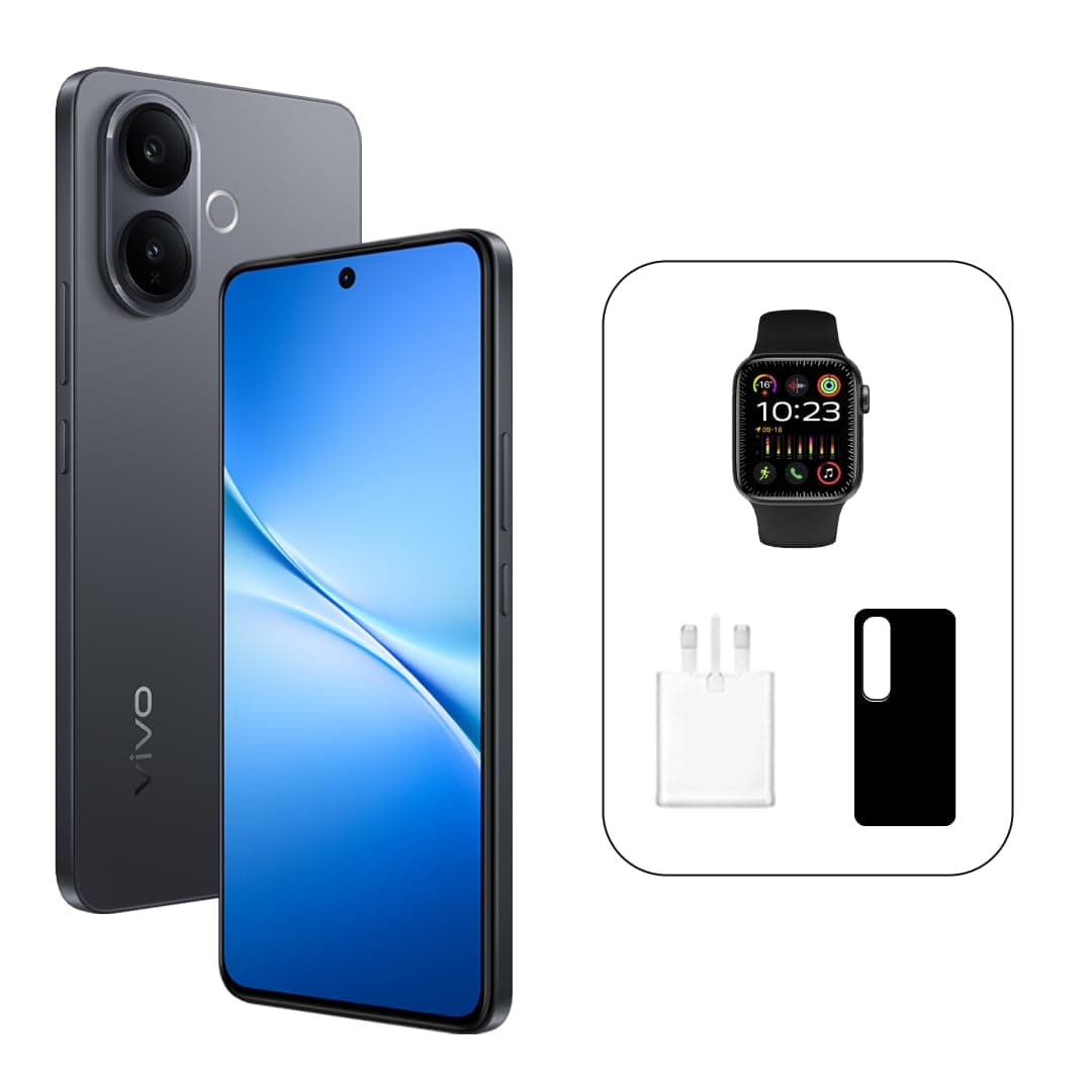 جوال V60 لايت 5G، رام 12GB، 512GB، شاشة أموليد 120Hz، كاميرا سيلفي 32MP، بطارية 6500mAH، تصنيف IP لمقاومة المياه والغبار بدرجة 65، ساعة ذكية، تبديل شاشة 455 يوم، إصدار الشرق الأوسط من فيفو، أسود أنيق