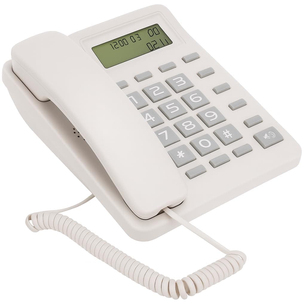 Fitto Desktop Corded Landline Phone with LCD Display – Reliable Home or Office Telephone with Clear Sound, Large Screen, Caller ID, and Adjustable Volume