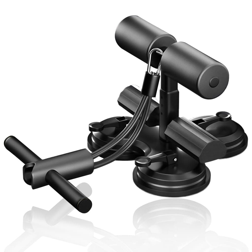 ELEPHANTBOAT® Sit up Bar with Triple Strong Suction Base, Adjustable Height & Detachable Resistance Band Puller, Portable Fitness Device for Abs, Core & Upper Body Workout, Home Exercise Equipment