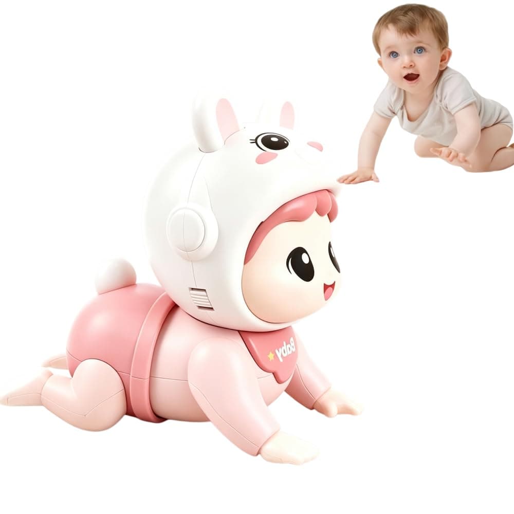 Crawling Toys, Electric Crawling Toy,Infant Tummy Time Toys with Music,Educational Toy for Baby's Crawling and Head Lifting,Musical Crawling Toy for Infants (Rabbit)