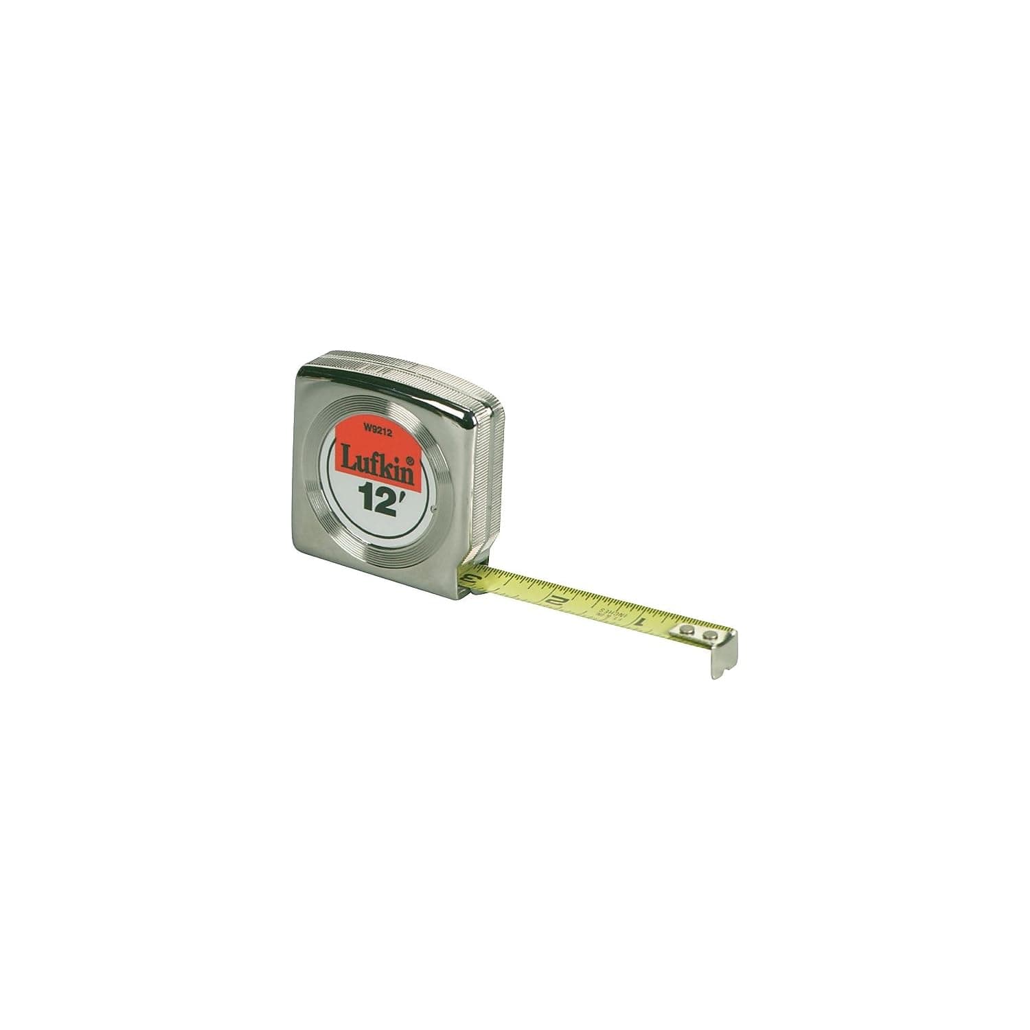 Lufkin Crescent 1/2" x 12' Mezurall® Chrome Case Yellow Clad Power Return Tape Measure - W9212