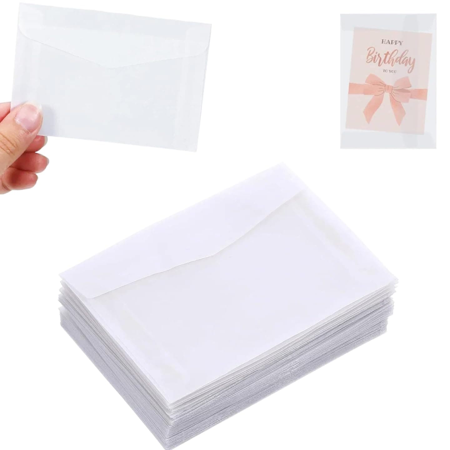 30PCS Clear Transparent Wallet Envelopes - 12.5cm*17.6cm Glassine Paper Envelopes for Wedding Invitation Thank You Cards Birthday Greeting Lottery Ticket Stamp Collecting