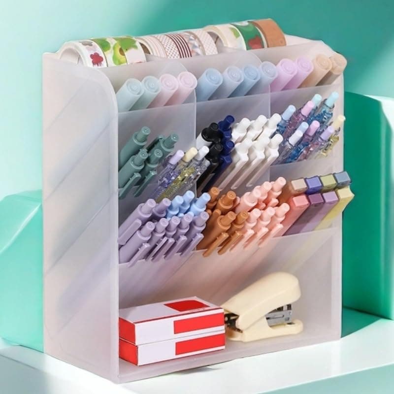 13 Grids Pen Case Pen Holder, Large Capacity Desk Organizer, Pencil Bag for Office Home Supplies