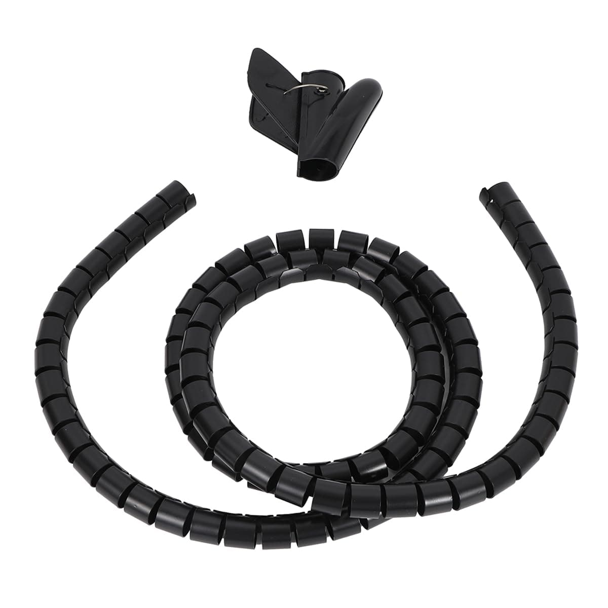 Lawazim Coiled Tube Cable Sleeve - 1.5mx22mm, Black - Flexible Cable Organizer for Home Office, TV, PC, and Car, Durable Wire Management Sleeve for HDMI, USB, Power Cords, Ethernet Home Theater Cables