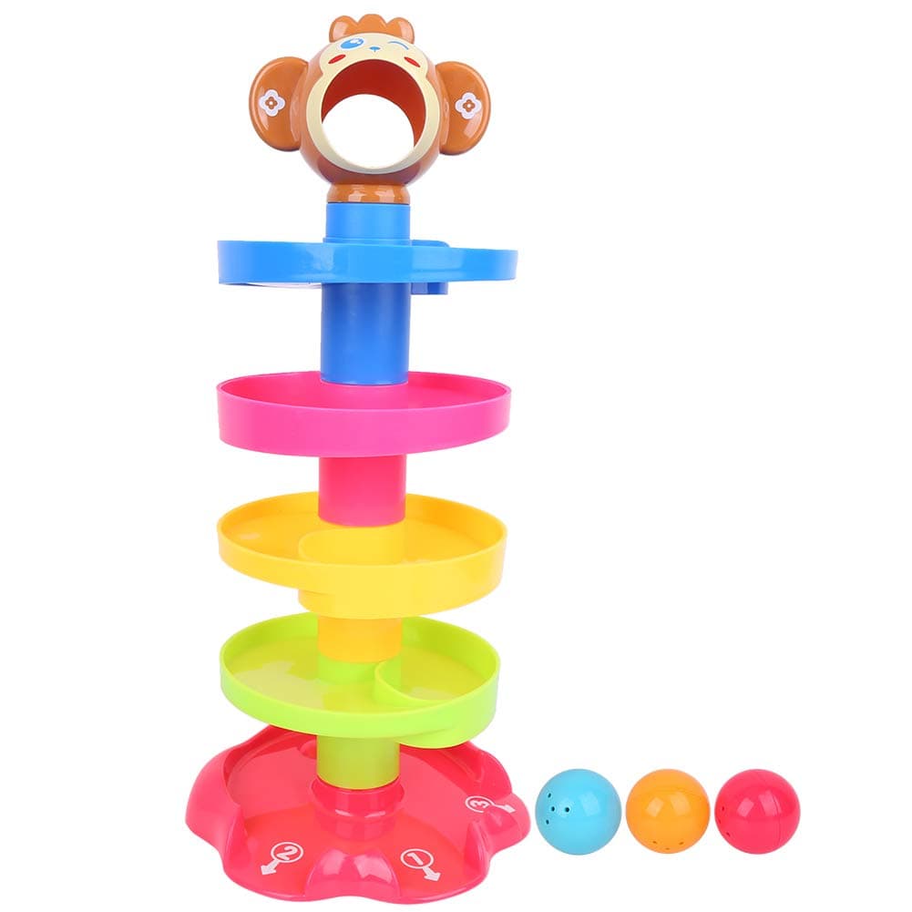 Luocute Ball Drop Roll Toy, 5 Layer Swirling Tower Toy Bright Color Educational Kids with Colored Beads Rolling Balls For Toddler Baby Boy Girl 9 Months Up Interactive Gift