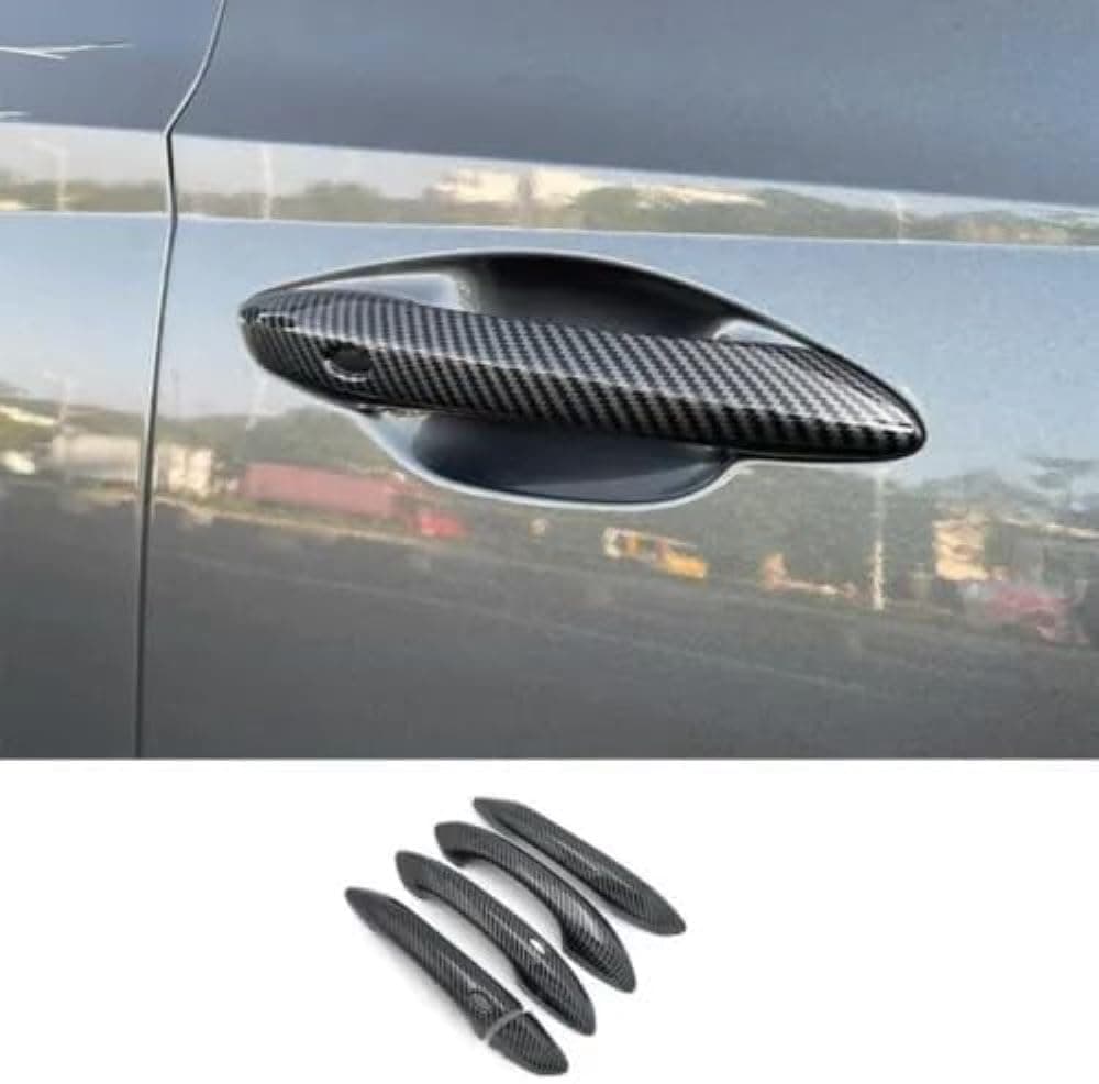 4PCS Carbon Fiber Style Car Side Door Handle Covers Trim Fit for Hyundai Tucson 2022 2023 / Santa Cruz 2022 2023 Exterior Accessories