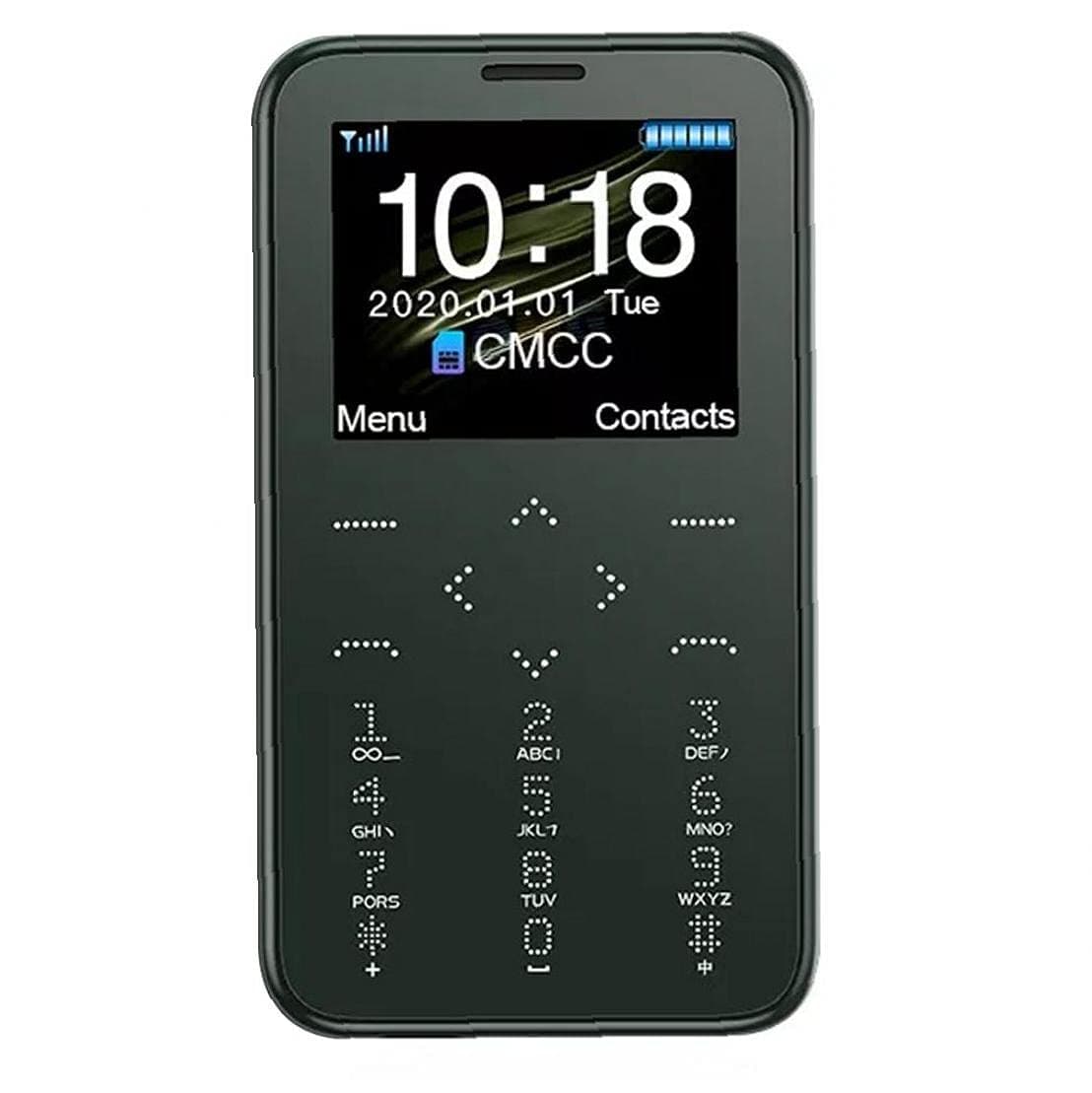 Mini Button Mobile Phone, Ultra Thin Easy Operation Cell Phones HD Screen Resolution 5x9x0.8cm Dark Green