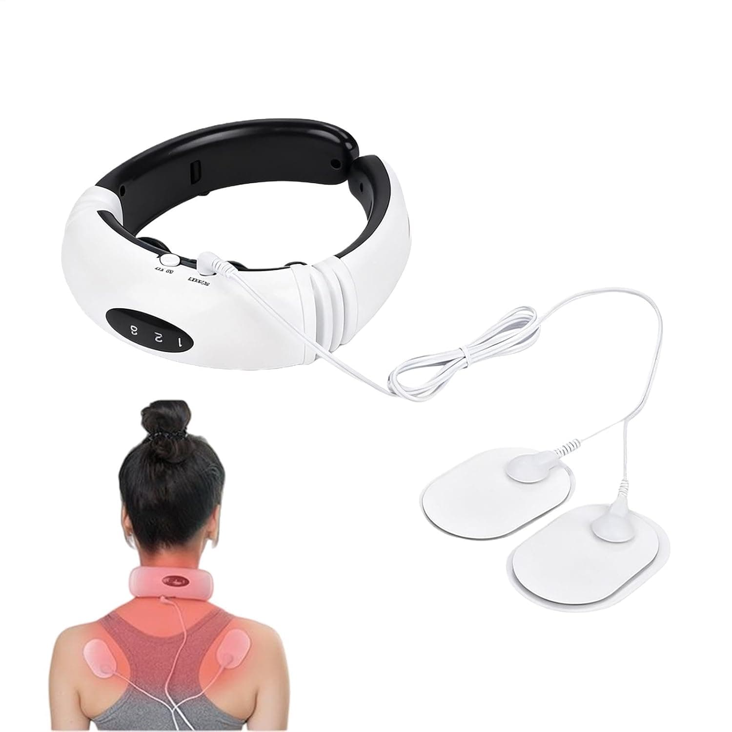 Neck and Shoulder Massager 6-Mode Rechargeable Cordless Muscle Stimulator | Massage Machine with 2 Pad for Birthday Shoulder Body Feet Home Women