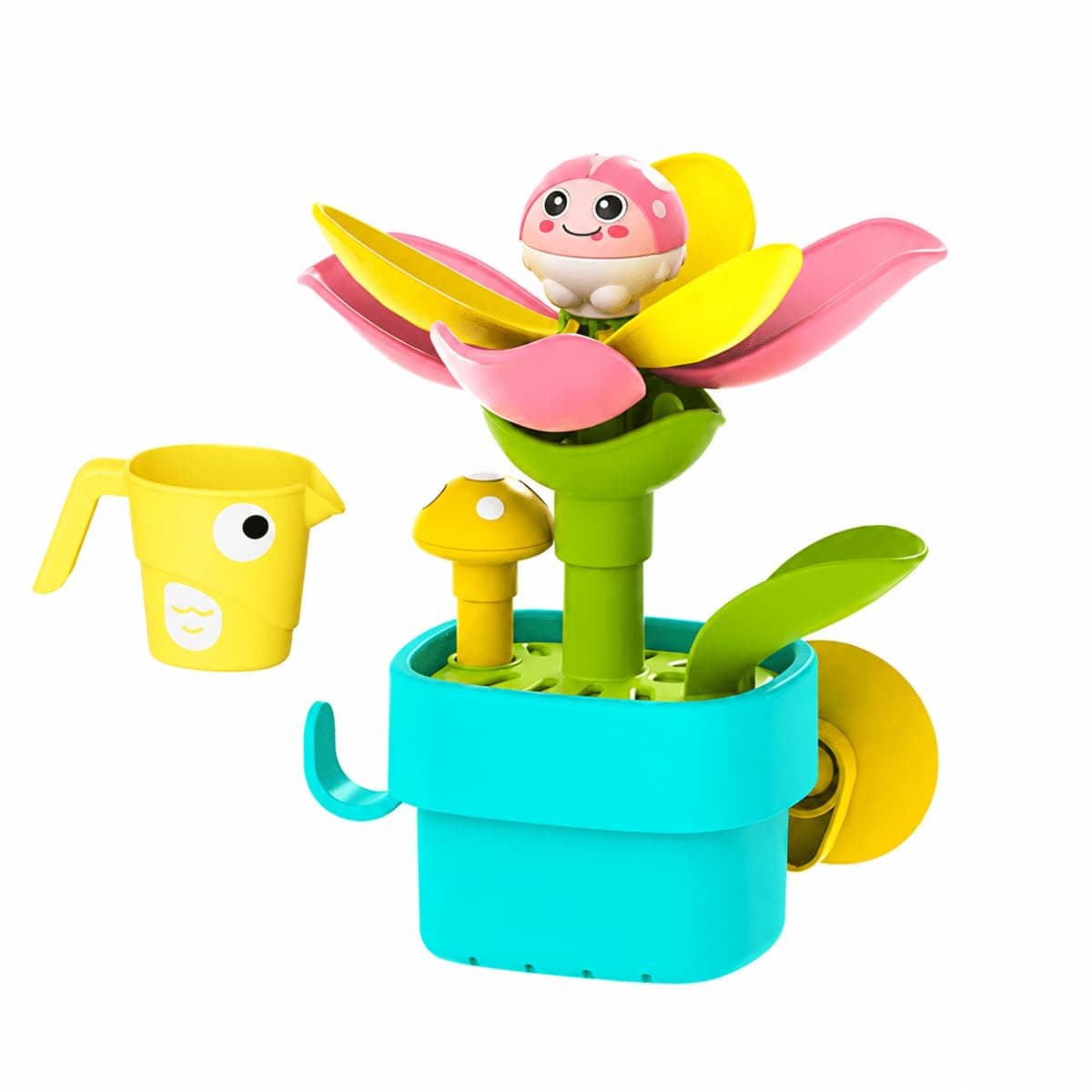 Baby Bath Toys, Suction Cup Watering Flower Interactive Shower Tub Toy for Toddlers 18M+ , Blue Mushroom Bathtub & Pool Play Gift for Boys Girls (Mushroom Flower Pot)