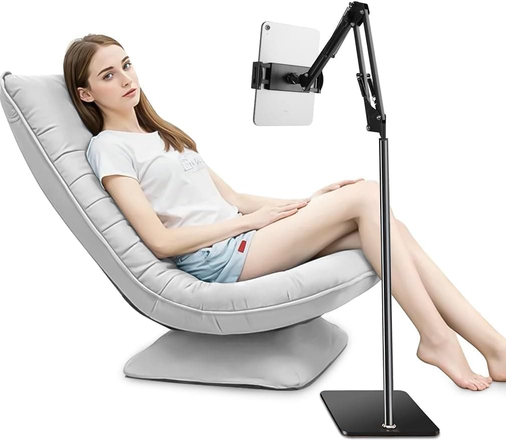 حامل ارضي للتابلت، حامل تابلت مرن يدور 360 درجة مع قاعدة شديدة التحمل، حامل تابلت قابل للتعديل، حامل ايباد للسرير / سويتش/الجوال او الاجهزة الالكترونية الاخرى 4.5 انش - 11 انش