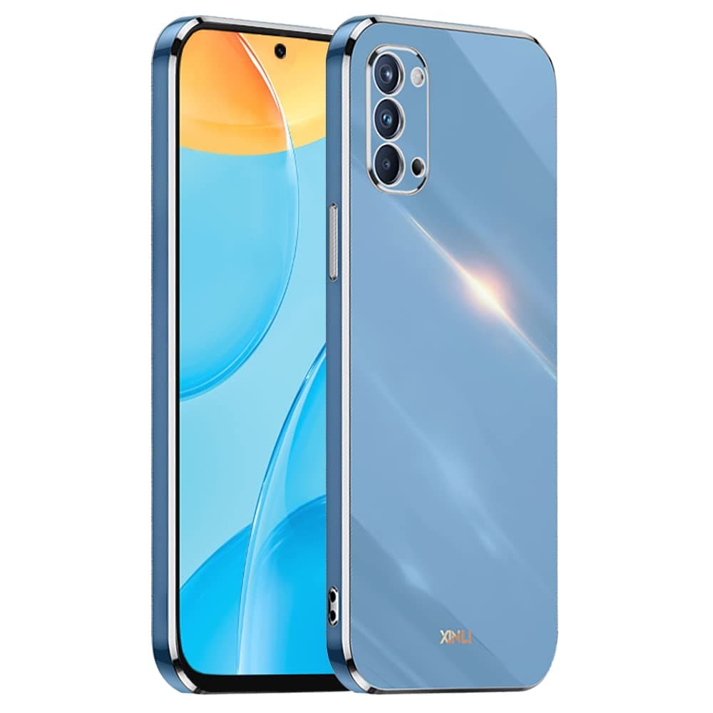 EASSGU [Electroplated frame Phone Case for OPPO Reno4 Pro 5G (6.55" Inches), Soft TPU Silicone Color Protective Cover - Navy Blue