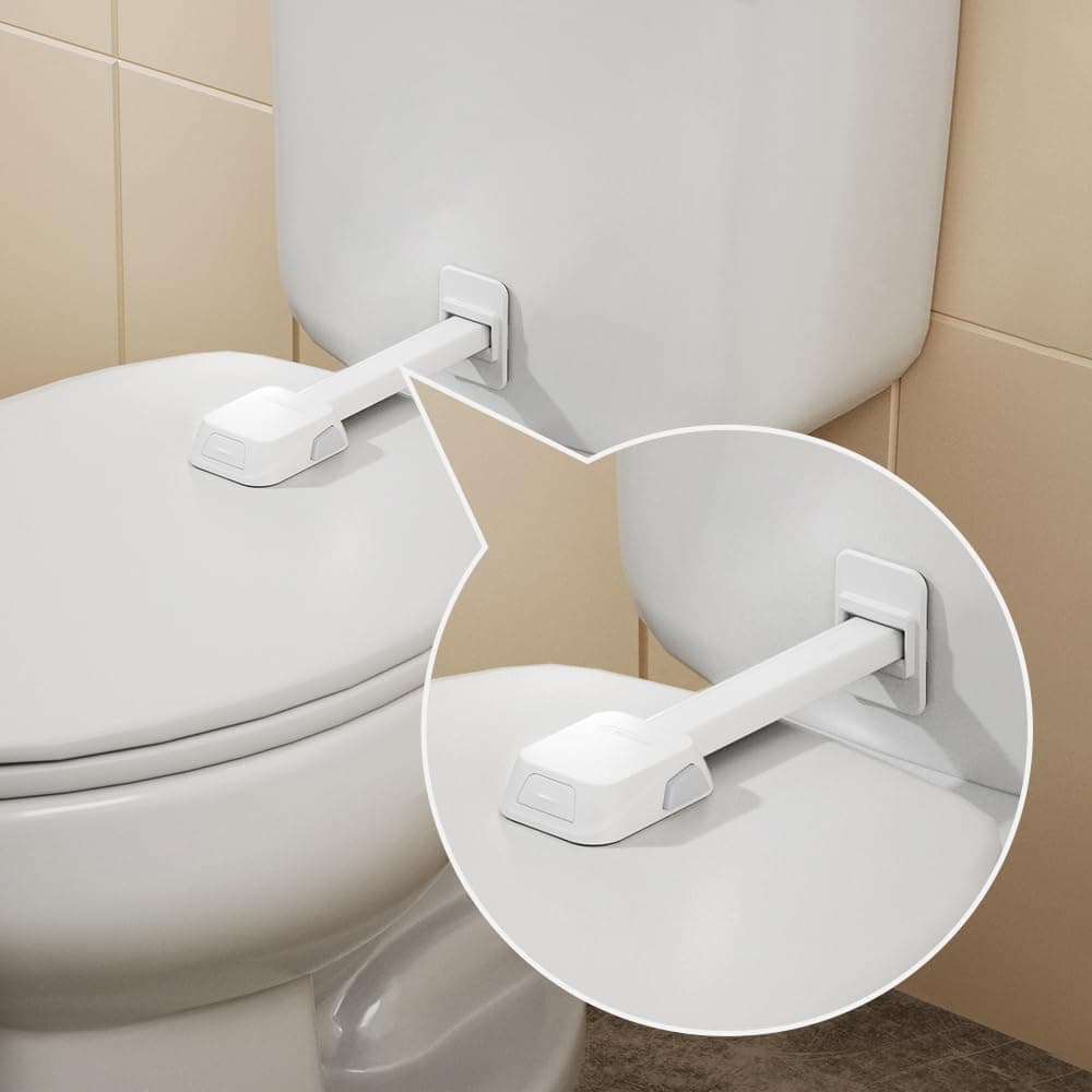 EUDEMON 1 Pack Baby Safety Toilet Lock,Child Proof Toilet Seat Lock for Toddlers and Kid Easy to Install with 3M Adhesive, no Tools Need or Drill(White)