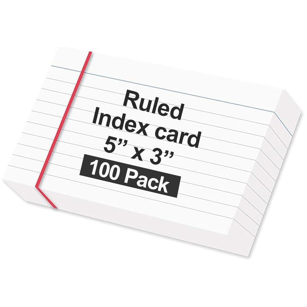 MARKQ Ruled index card, 100 Pack White Lined Record Cards for Office School Note making, List Making, Revision Flash Cards, 5” x 3”, 240GSM