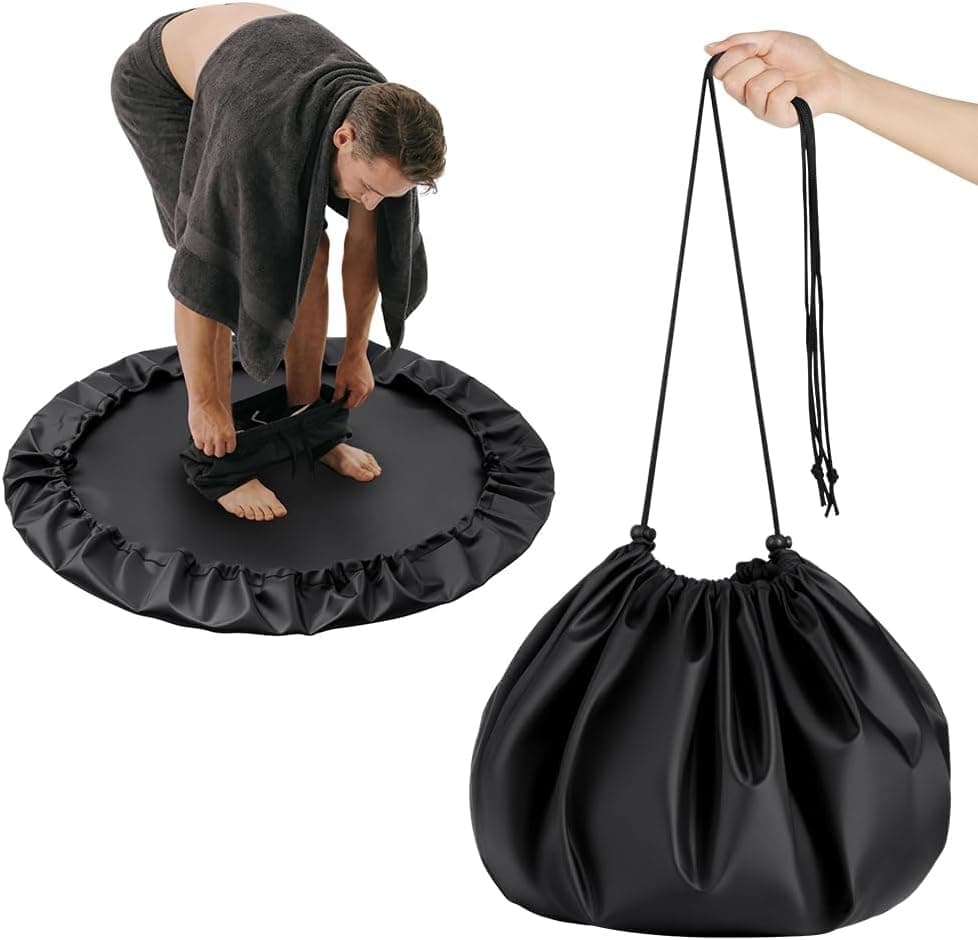 Diving Suit Changing Pad, Reusable Foldable Wetsuit Changing Mat, Portable Beach Storage Bag with Drawstring, Waterproof Sand Free Gear Organizer for Travel, Surfing Kayaking Boating Water Sports,90cm