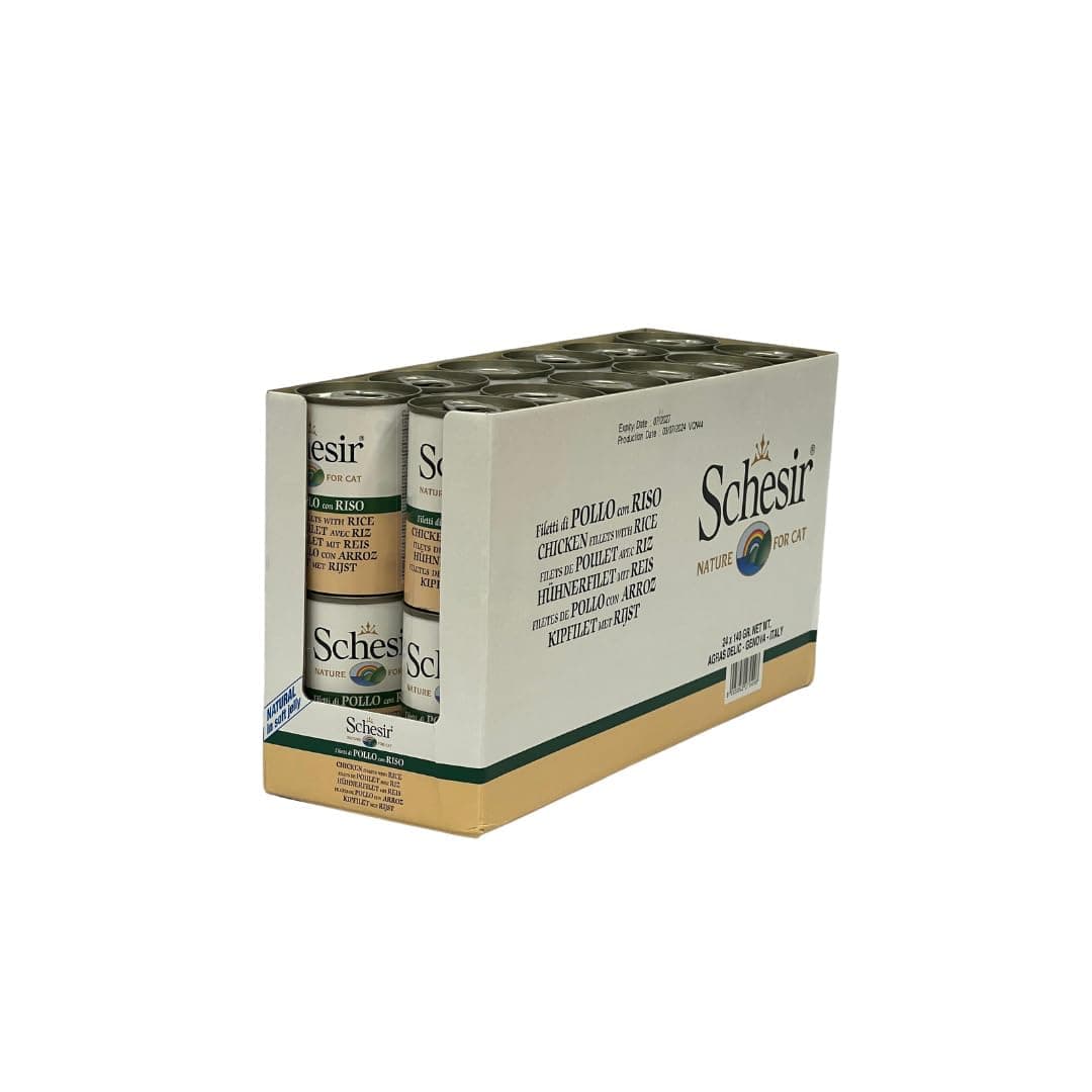 Schesir Cat Wet Food With Chicken Slices And Rice- 24 Pieces*140G