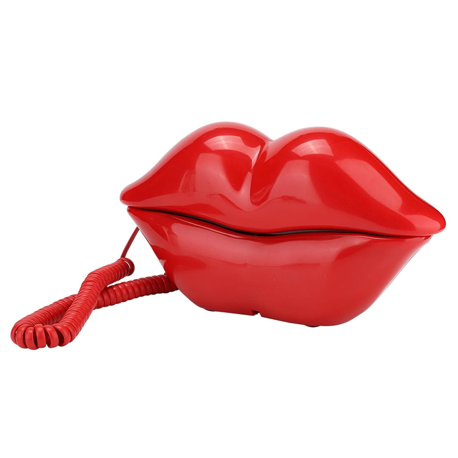 WX 3061 Cute Lip Shape Telephone, ABS Material, Clear Sound Quality, Stylish Desk Phone for Home Decoration and Use (Red)