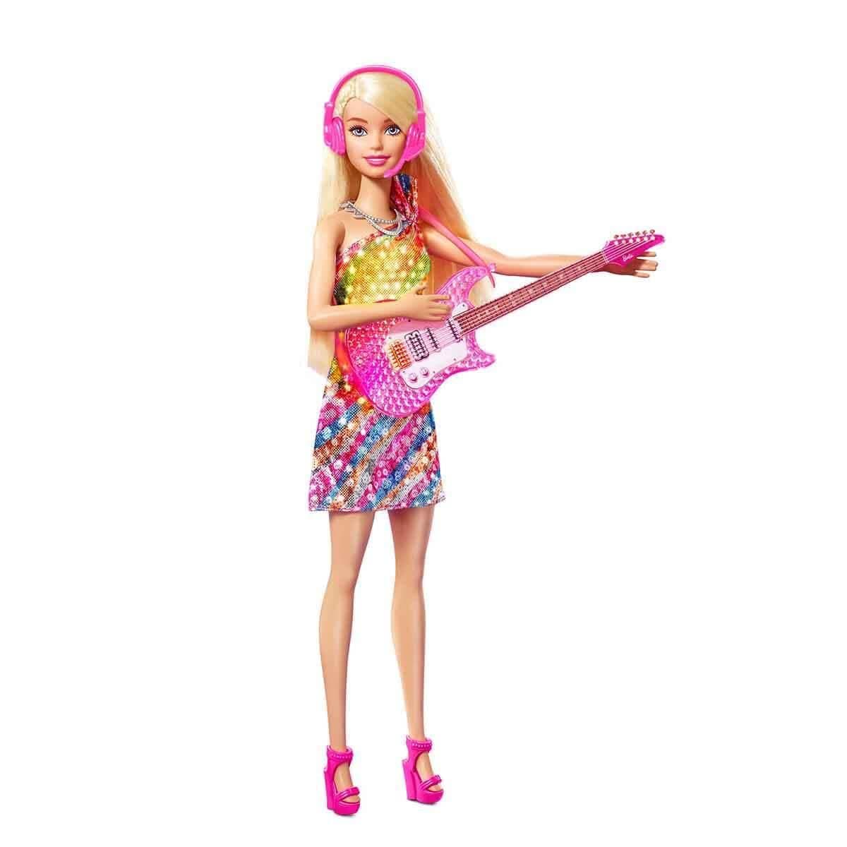 Barbie - Big City, Big Dreams, Blonde Malibu Doll 29.2 cm Tall Sings with Microphone and Guitar, Lights and Sounds and Many Accessories, Toy for Children 3+ Years, GYJ23
