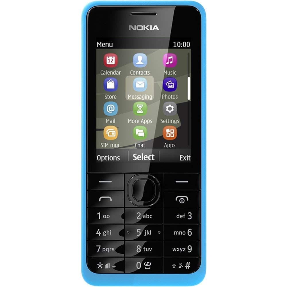 Nokia Asha 301 Single-SIM 256MB ROM + 64MB RAM (GSM Only | No CDMA) Factory Unlocked 3G Keypad Phone (Blue) - International Version