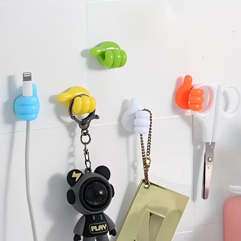 5-piece Thumb-Shaped Organizers, Colors Random. Desktop Cable Management Clips, Punch-Free Adhesive Hooks, Suitable for Desktop Organization and Home Storage.