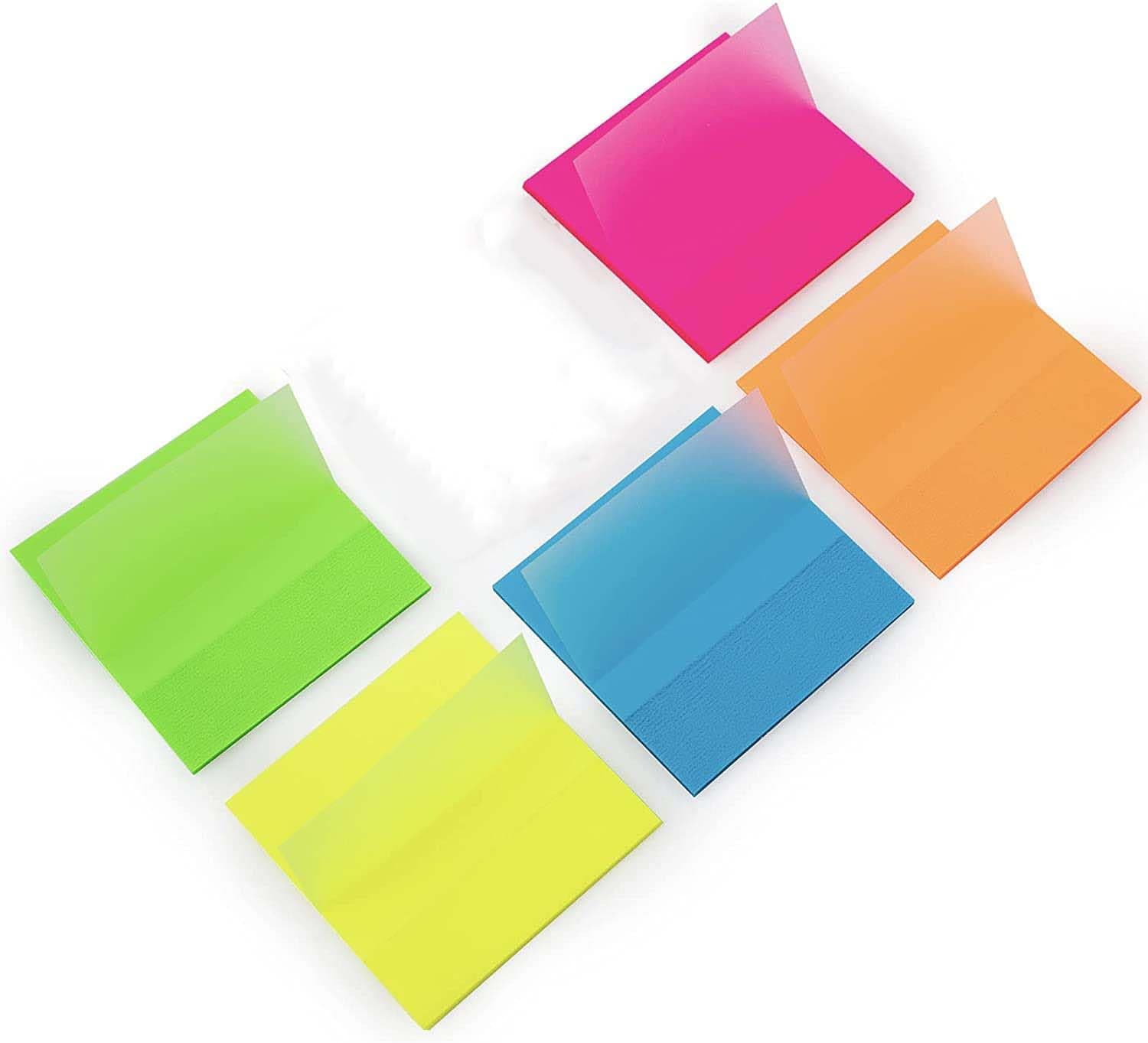 Transparent Sticky Notes, 3 x 3 inch Clear Self-Sticky Annotation, 50 Sheets Per Colors PadWaterproof Translucent Color Memo Pad, for Books, Message Reminder, Waterproof Self Adhesive - 250 Sheets