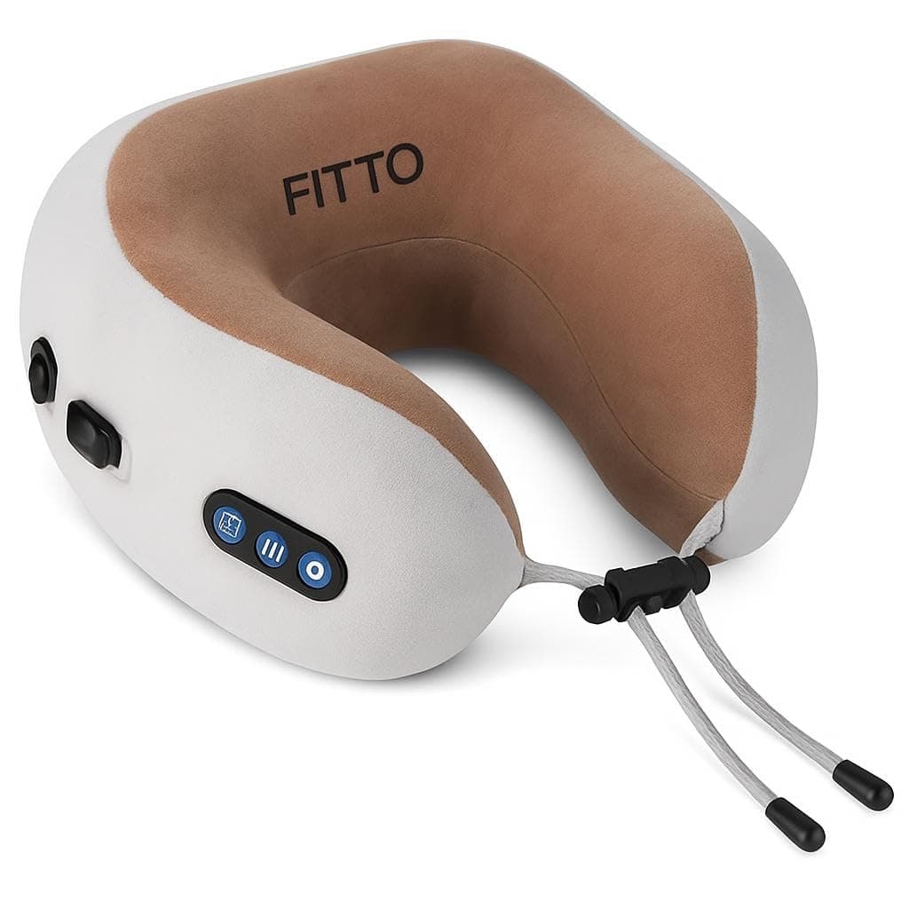FITTO Neck Massager 2 - Lightweight, Portable Vibration Massage Device for Deep Relaxation, 2-Hour Battery Life, Energy-Efficient, Button Control - Gray