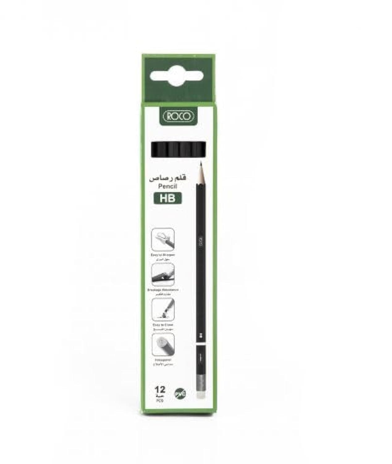 Roco Pencil (HB/With Eraser) 12/Pack - Black