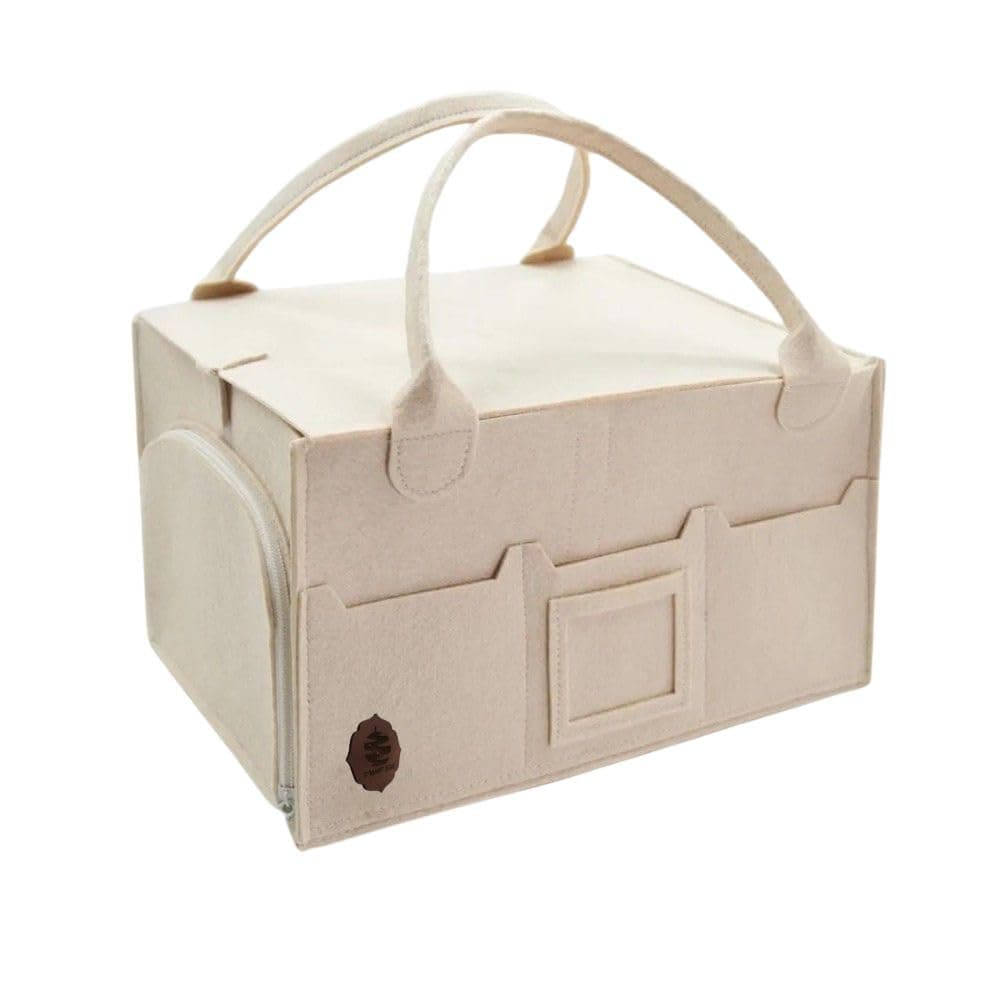 Baby Diaper Caddy Organizer with Cap, Nursery Storage Container, Nursery Diaper Organizer, Baby Shower Gifts, Newborn Essentials, Car Caddy Organizer with Handle (Cream)
