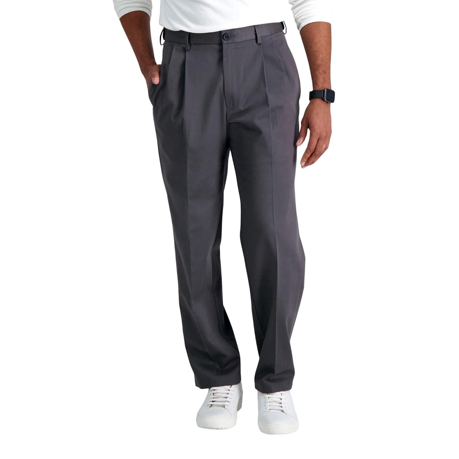 Haggar Men's Premium No Iron Khaki Classic Fit Expandable Waist Flat Front Pant Reg. and Big & Tall Sizes