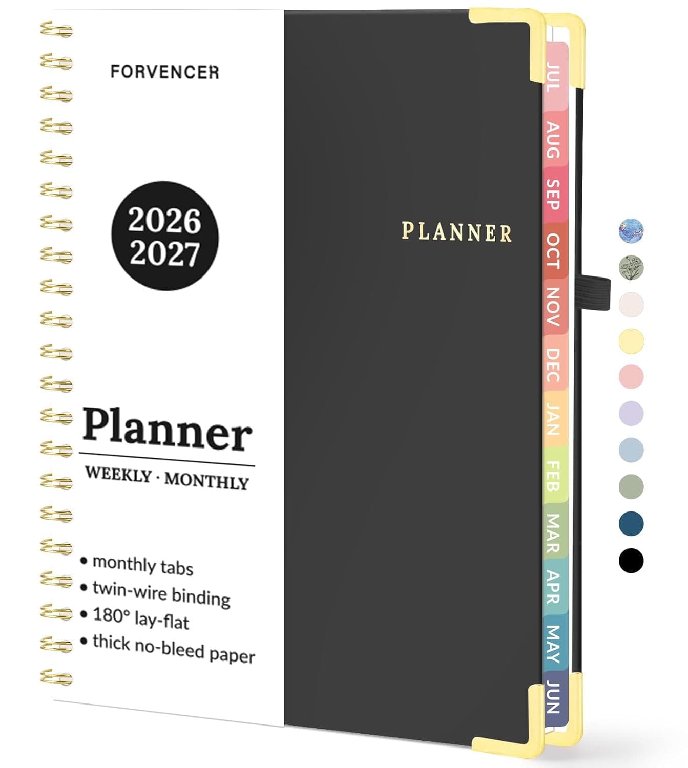 Forvencer Academic Planner 2026-2027, Weekly & Monthly Hardcover Planner A4 | Calendar Planner July 2026-June 2027, 8.5" X 11" Daily Agenda School Office Notebook Teacher Student Supplies Organizer Black