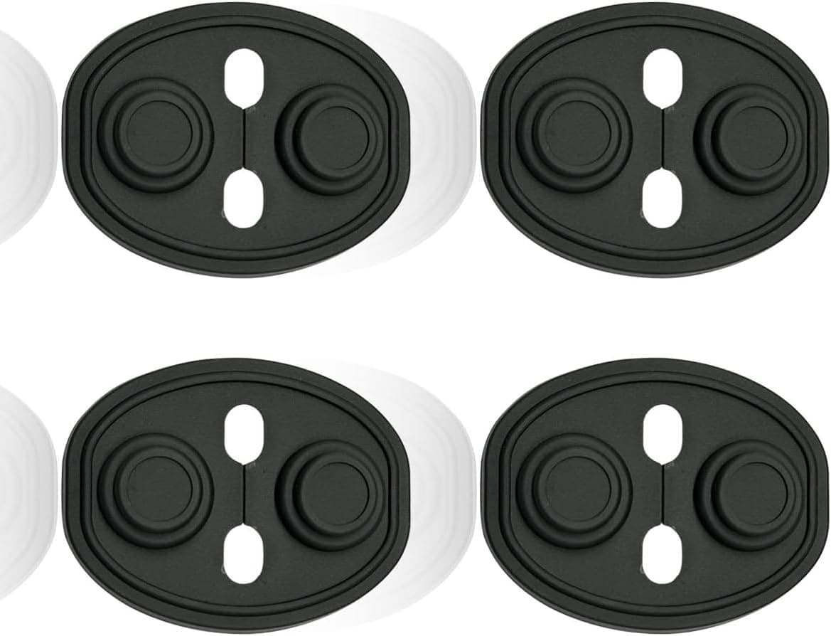 Car Door Lock Protector Cover 4Pcs, Silicone Self-Adhesive Door Latch Guard, Universal Automotive Exterior Door Striker Cover for Cars Trucks SUVs, Black Shock Absorbing Accessories