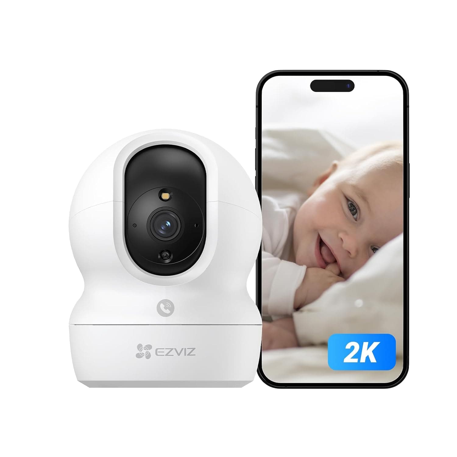 EZVIZ Security Camera CP1 Pro, 2K 3MP CCTV Camera for Home With Touch Call Button, 360° Indoor Camera with Color Night Vision, Human Shape & Loud Noise Detection, Auto-Tracking, Two-Way Audio