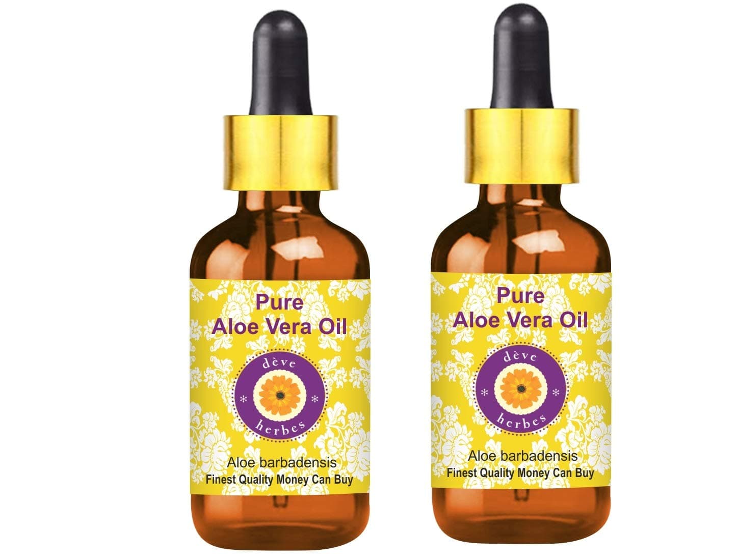 Deve Herbes Pure Aloe Vera Oil(Aloe barbadensis) with Two Glass Dropper (Pack of Two) 100ml X 2 (6.76 oz)