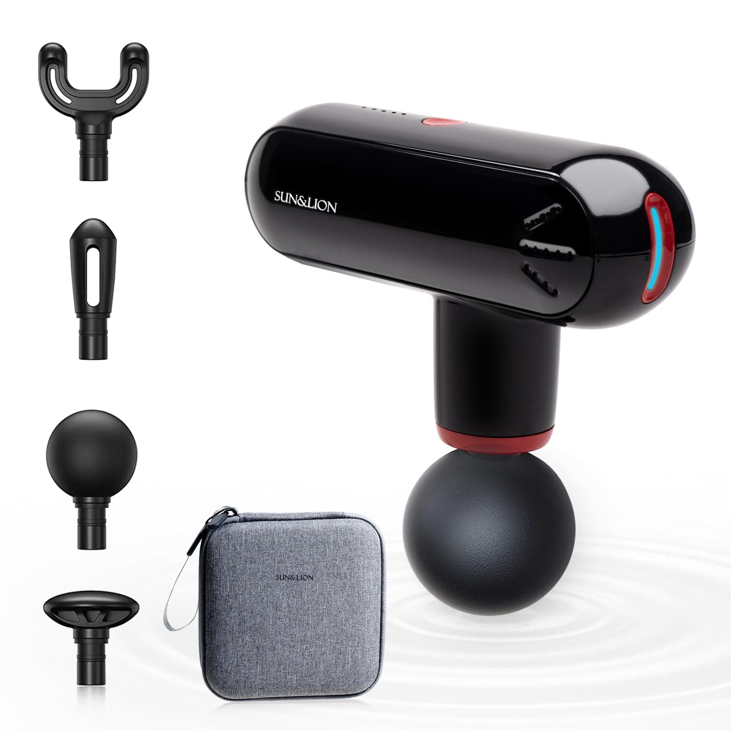 Super Mini Massage Gun SUN&LION U1 Mini 2.0 Handheld Massager Percussion Massager Gun Deep Tissue Travel Lightweight 0.6 lbs 4 Attachments Muscle Relief Recovery and Relaxation Compact Sports Massager