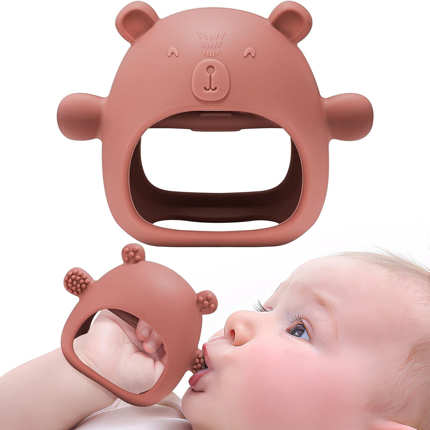 Scienish Silicone Baby Mitten Teething Chew Toy for Babies 0-6 Months 6-12 Months, Anti-Drop Teether Glove BPA-Free for Girls and Boys Sucking Biting Needs Soothing Gums Pain Relief
