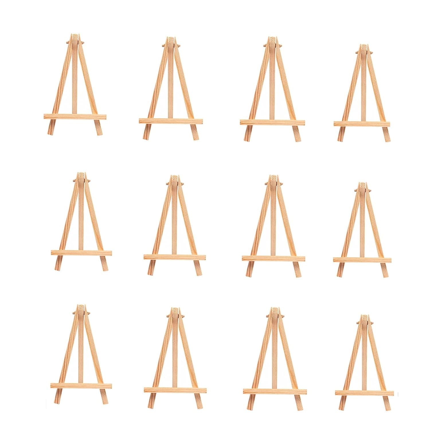 12Pcs Wooden Tabletop Art Display Easels, Small Painting Easel, Desktop Holder Stand for Displaying Canvas Paintings,Drawing, Weddings, Arts & Crafts