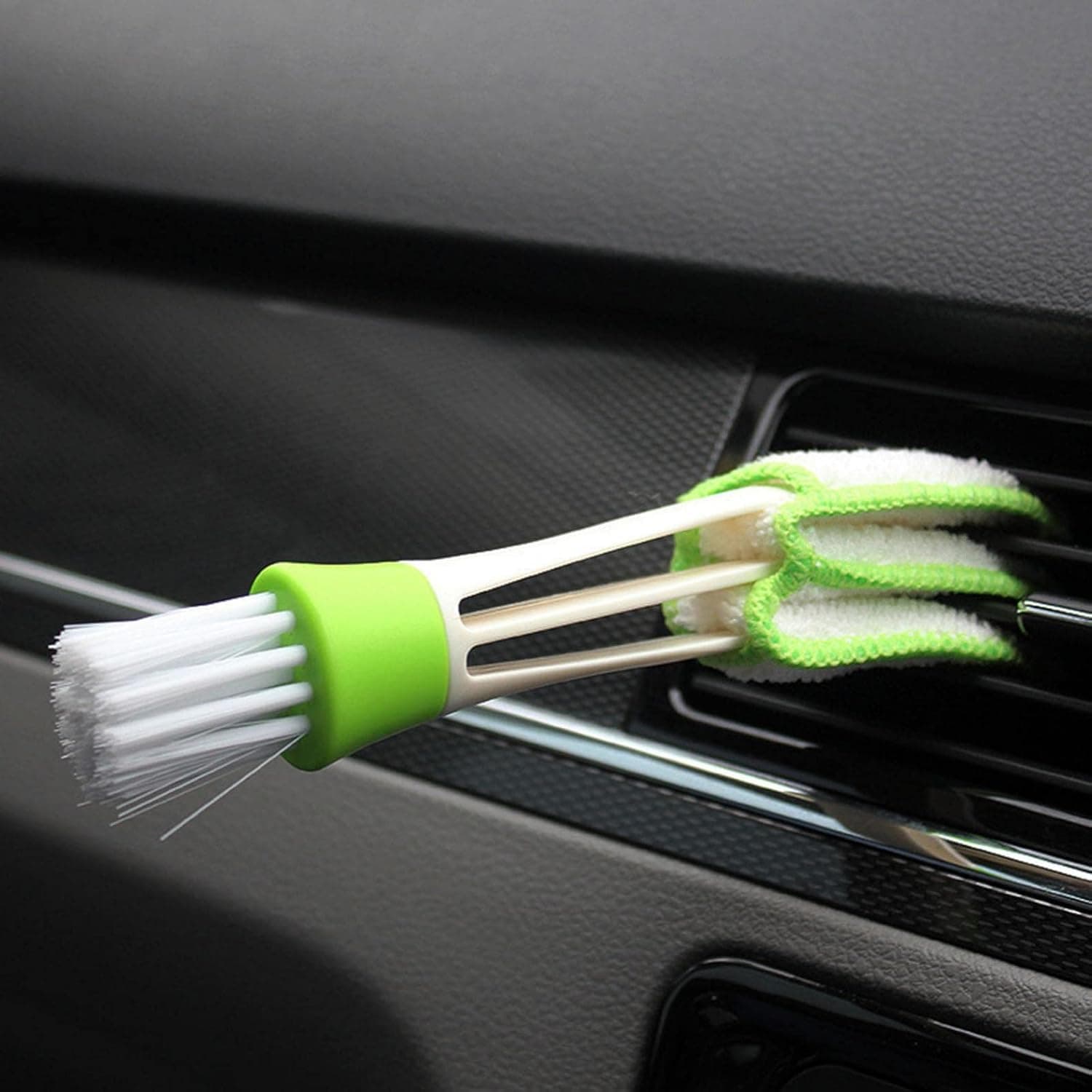 Car Multi-function Double-headed Gaps Brush Car Air Conditioner Air Outlet Cleaning Brush Keyboard Brush Blinds Dirt Brush with Elastic Handle, Microfiber Cleaning Cloth, Cleaning Window Slots
