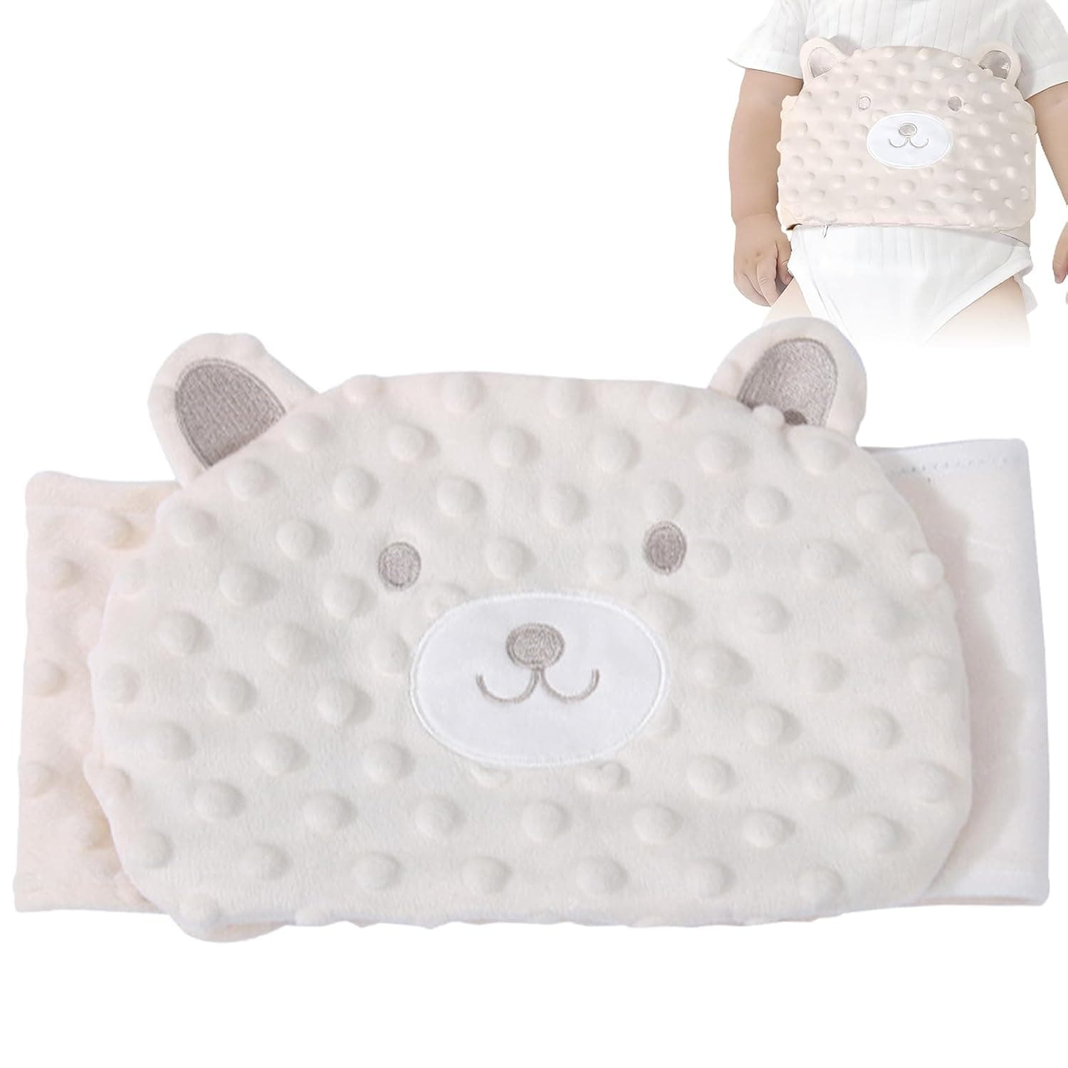 Soft Warm Infant Belly Wrap, Adjustable Fabric Swaddle Belt, Natural Filled Comfort Cloth Band for Daily Nursery Use (Beige)