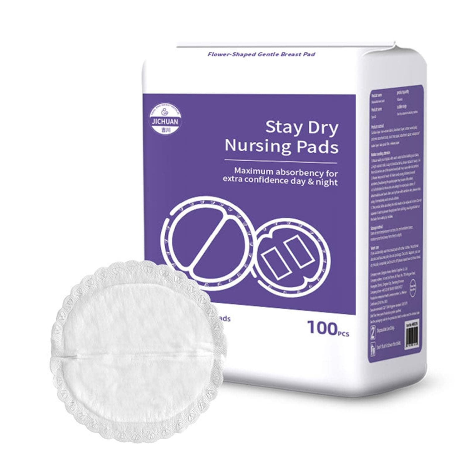 LinJie Disposable Nursing Pads, Breast Pads for Breastfeeding, Ultra Thin & Soft Portable Nipple Pads, Super Absorbent, Individually Wrapped, for Sensitive Skin (100 Pcs)