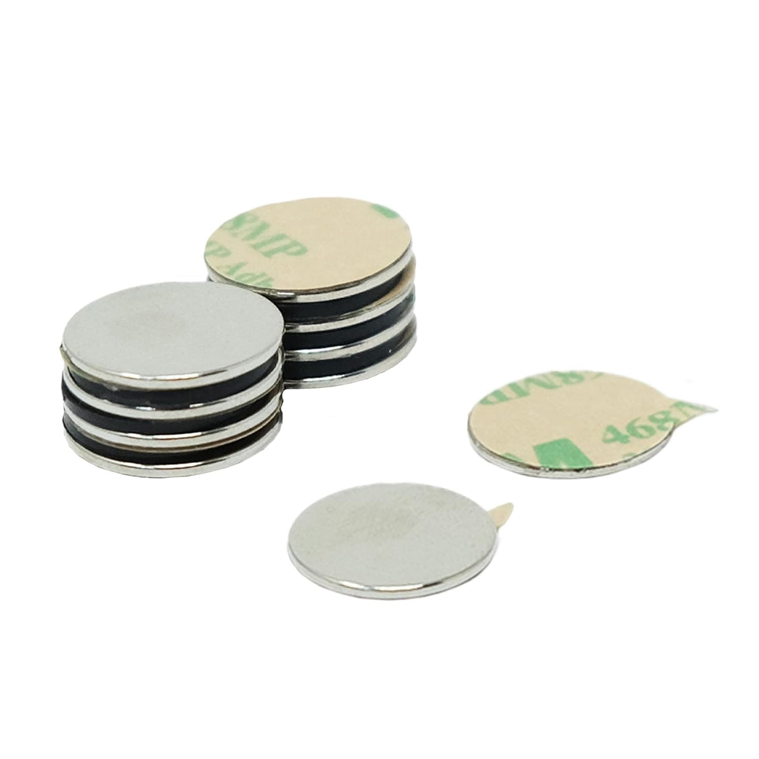 FIRST4MAGNETS Adhesive N42 Neodymium Magnet for Arts, Crafts, Model Making, DIY, Hobbies, Office and Home - 15mm dia x 1mm - 1.1kg Pull - North - Pack of 10