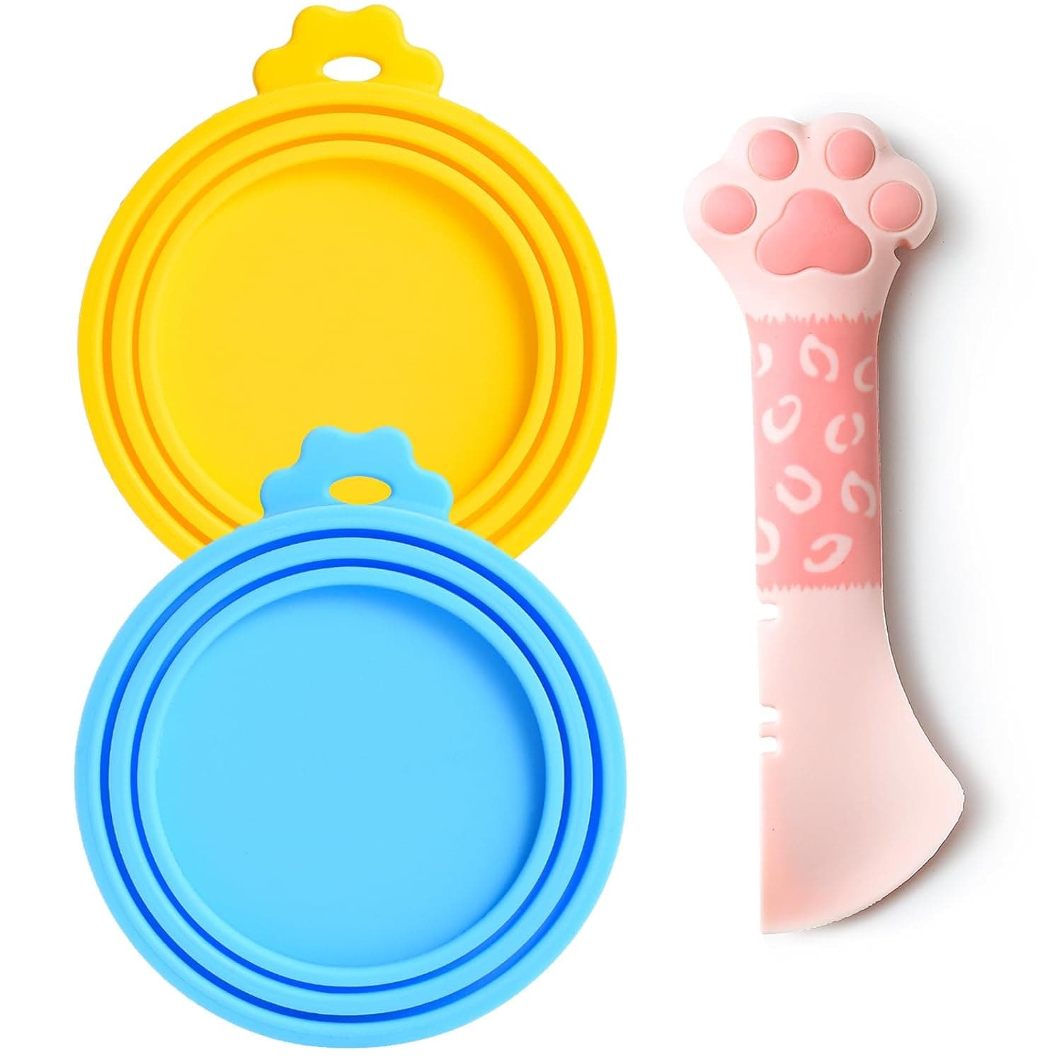 Comtim Can Covers for Pet Food Cans, Silicone Dog Cat Food Can Covers Lids and Multi-Function Cat Food Spoon for Canned Wet Food